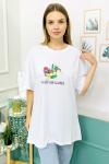 156438 B Yaka Baskili Oversize Tshirt